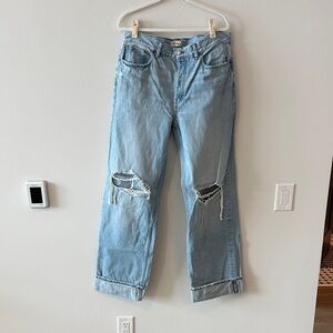 Madewell Light Blue Denim Jeans Waist Label Detail low slug baggy- 30T